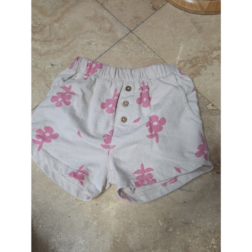 Jessica Simpson Cream Shorts with Pink Floral Print Size 5/6 [0117]